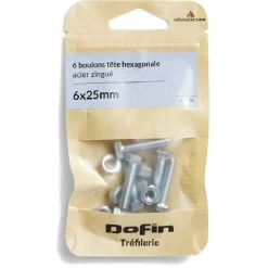 6 boulons tête hexagonale acier zingué - 6x25 mm^Gifi