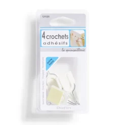 4 crochets adhésifs en plastique avec pointe métal - 30x25 mm^Gifi Outlet