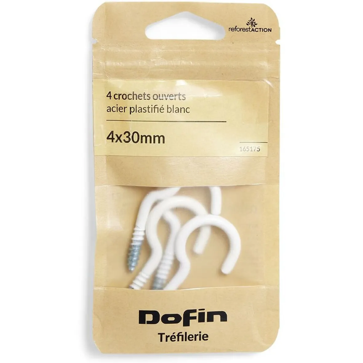 8 crochets ouverts en acier plastifié blanc - 4x30 mm^Gifi Discount