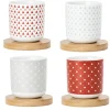 Gifi Vaisselle Et Accessoires De Table^4 gobelets avec sous tasses en bois rouge et blanc