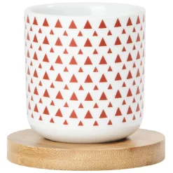 Gifi Vaisselle Et Accessoires De Table^4 gobelets avec sous tasses en bois rouge et blanc