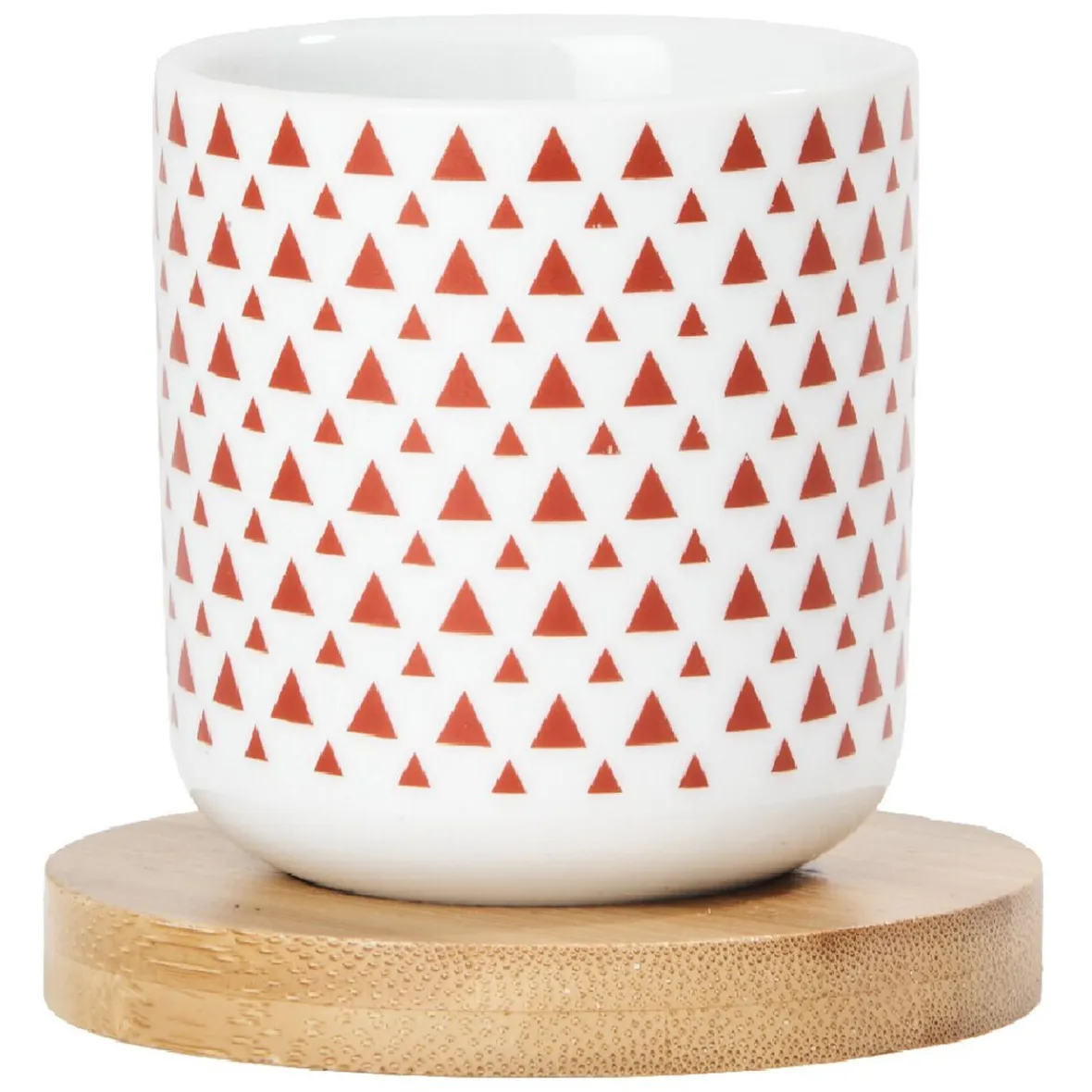 Gifi Vaisselle Et Accessoires De Table^4 gobelets avec sous tasses en bois rouge et blanc