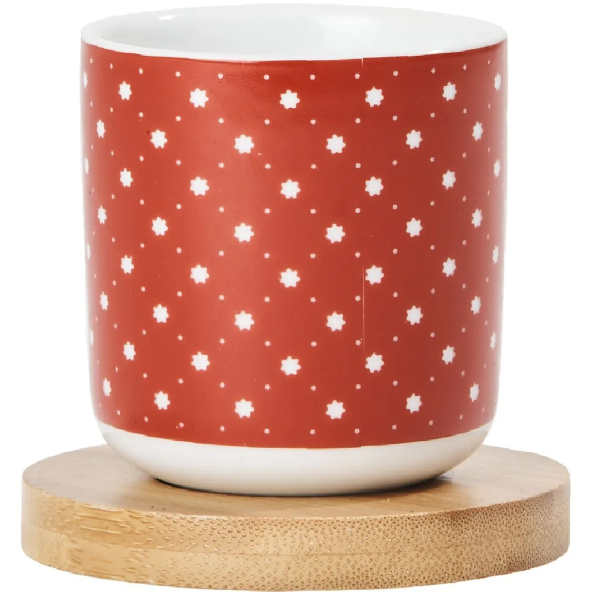 Gifi Vaisselle Et Accessoires De Table^4 gobelets avec sous tasses en bois rouge et blanc
