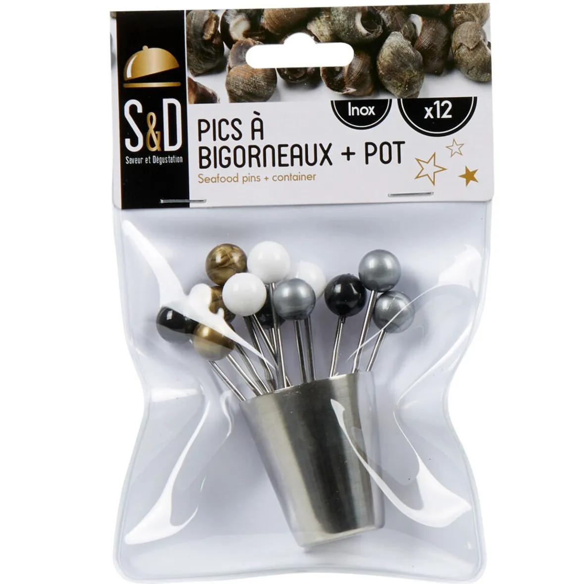 Gifi Préparation Culinaire^12 piques à bigorneaux avec pot