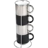Gifi Vaisselle Et Accessoires De Table^4 tasses en céramique noir et argent avec support metallique h30