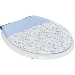 Abattant WC MDF motif terrazzo effet granit blanc et bleu^Gifi New