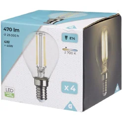 Ampoule LED à 4 filaments blanc chaud E27 4W x4^Gifi Discount