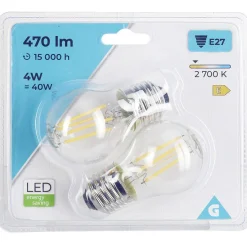 Ampoule LED à filament E27 G25 lumière chaude 470lms x2^Gifi Outlet