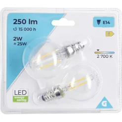 Ampoule LED à filament E14 G45 250lms x2^Gifi