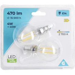 Ampoule LED à filament E14 G45 470lms x2^Gifi Outlet