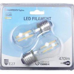 Ampoule LED à filament G45 lumière chaude 4W x2^Gifi New