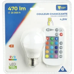 Ampoule LED E27 G45 couleurs changeantes avec télécommande 470lms^Gifi Outlet