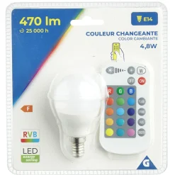 Ampoule LED E14 G45 couleurs changeantes avec télécommande 470lms^Gifi Online