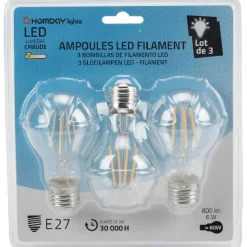 Ampoule LED filament clair 60W culot E27 Homday Lights x 3^Gifi Clearance