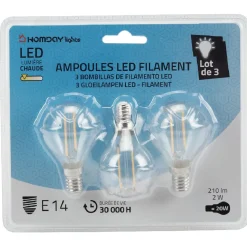 Ampoule LED filament clair 20W culot E14 Homday Lights x 3^Gifi Online