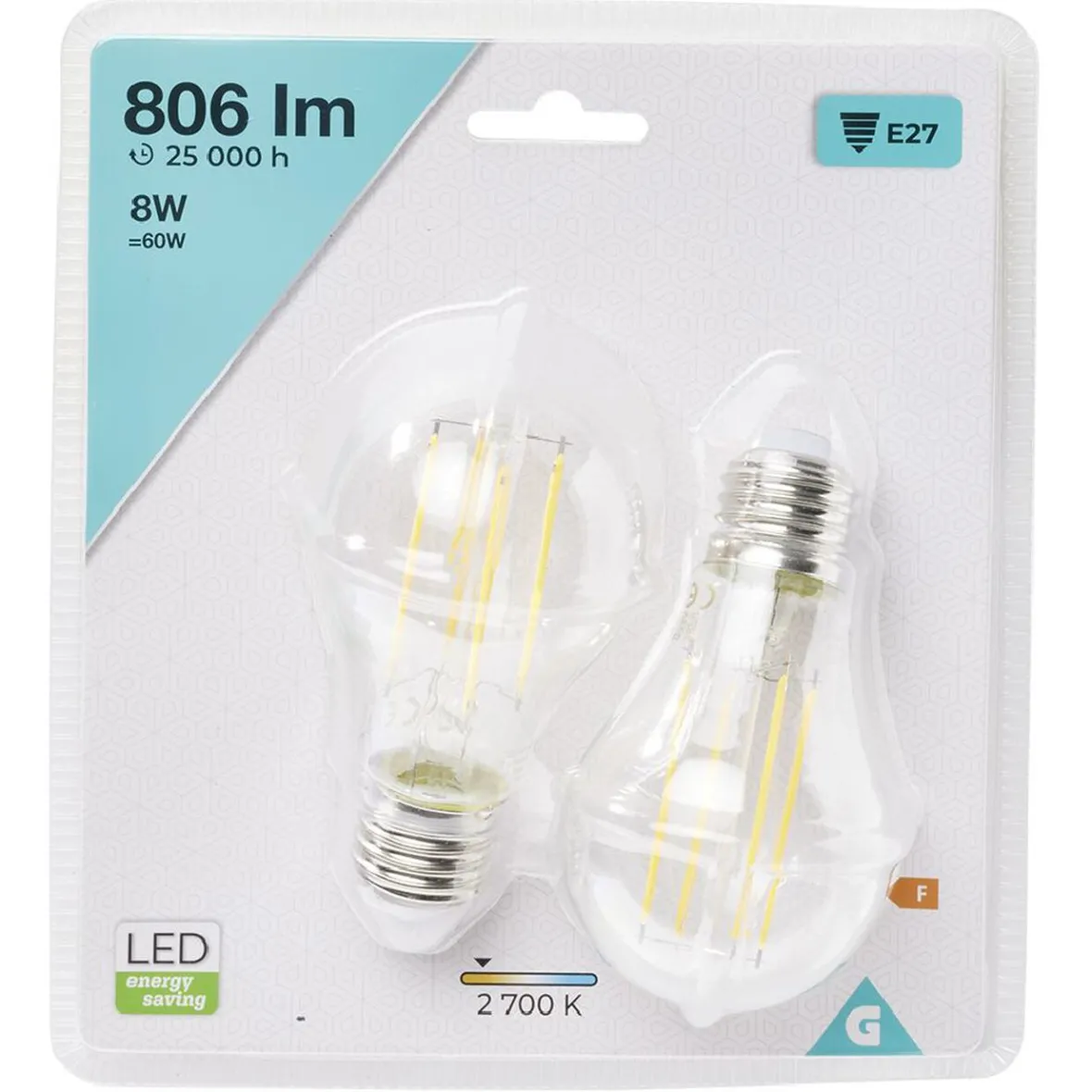 Ampoule LED filament E27 A60 Homday lumière chaude 806lms x2^Gifi
