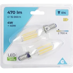 Ampoule LED filament E14 C35 470lms x2^Gifi Best