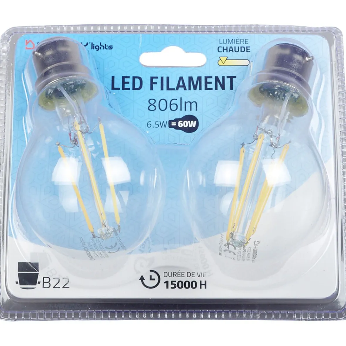 Ampoule LED filament Homday lumière chaude x2^Gifi Outlet