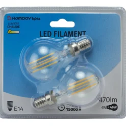 Ampoule LED filament Homday lumière chaude x2^Gifi Clearance