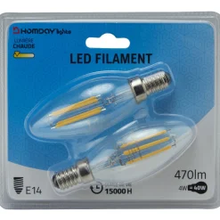 Ampoule LED filament Homday lumière chaude x2^Gifi