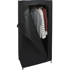Best Armoire penderie en tissu noir 70x46xH146cm Rangement