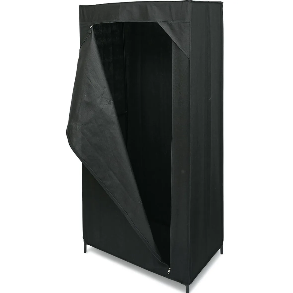 Best Armoire penderie en tissu noir 70x46xH146cm Rangement