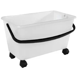 Clearance Bac à roulettes avec anse blanc et noir 15 L Entretien Du Linge