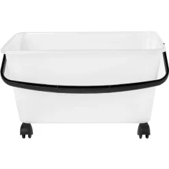 Clearance Bac à roulettes avec anse blanc et noir 15 L Entretien Du Linge
