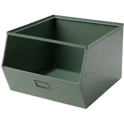 Bac superposable en métal vert - L33 x l25 x H28,5 cm Rangement