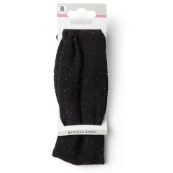 Bandeau à cheveux large en maille polyester noir à paillettes argentées^Gifi Online