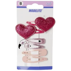 Barrette clic clac coeur et paillettes x6^Gifi Outlet