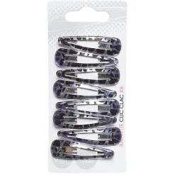 Barrette clic clac imprimé écaille noir et gris x8^Gifi Discount