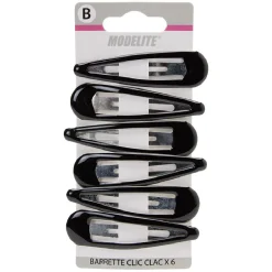 Barrette clic clac métal noir brillant x6^Gifi Best
