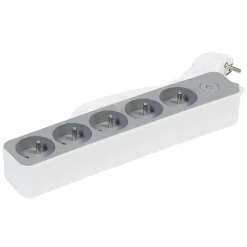 Bloc multiprise interrupteur et protection enfant blanc et gris x5^Gifi Discount