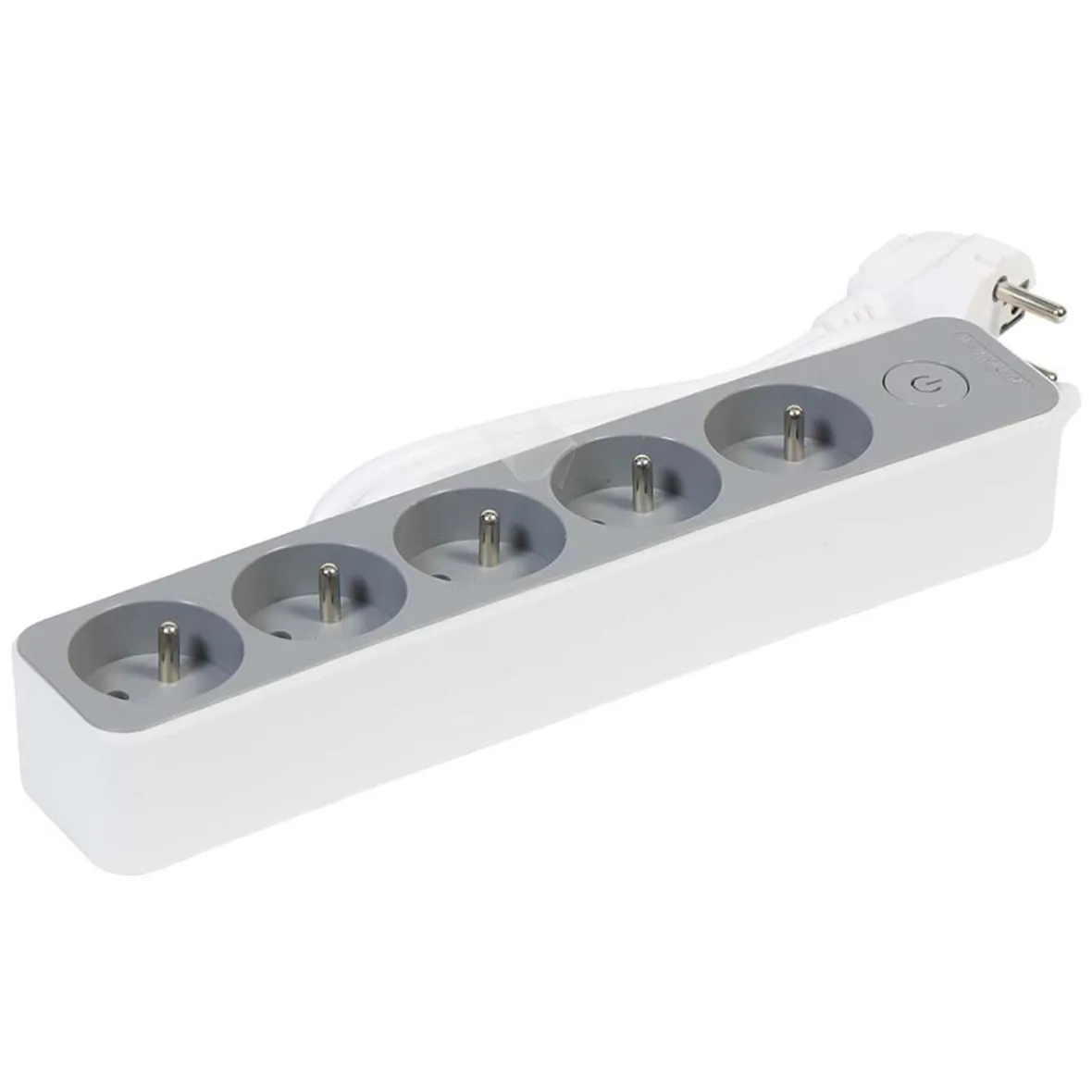 Bloc multiprise interrupteur et protection enfant blanc et gris x5^Gifi Discount