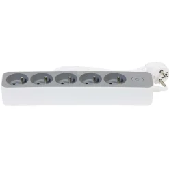 Bloc multiprise interrupteur et protection enfant blanc et gris x5^Gifi Discount