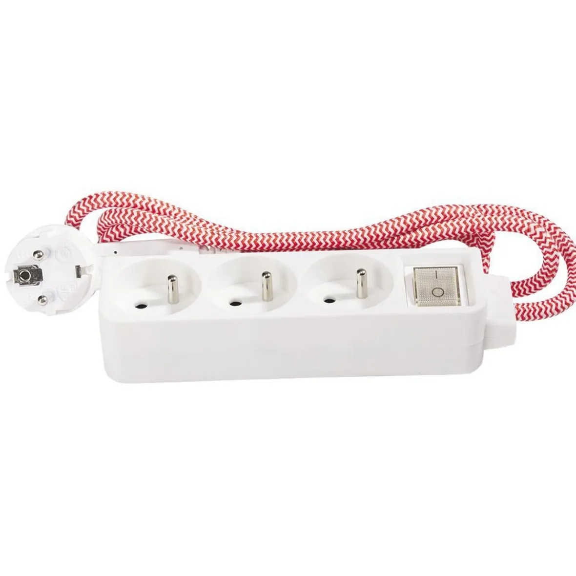 Bloc multiprise textile 3x16A rouge/blanc 1,5m^Gifi Discount