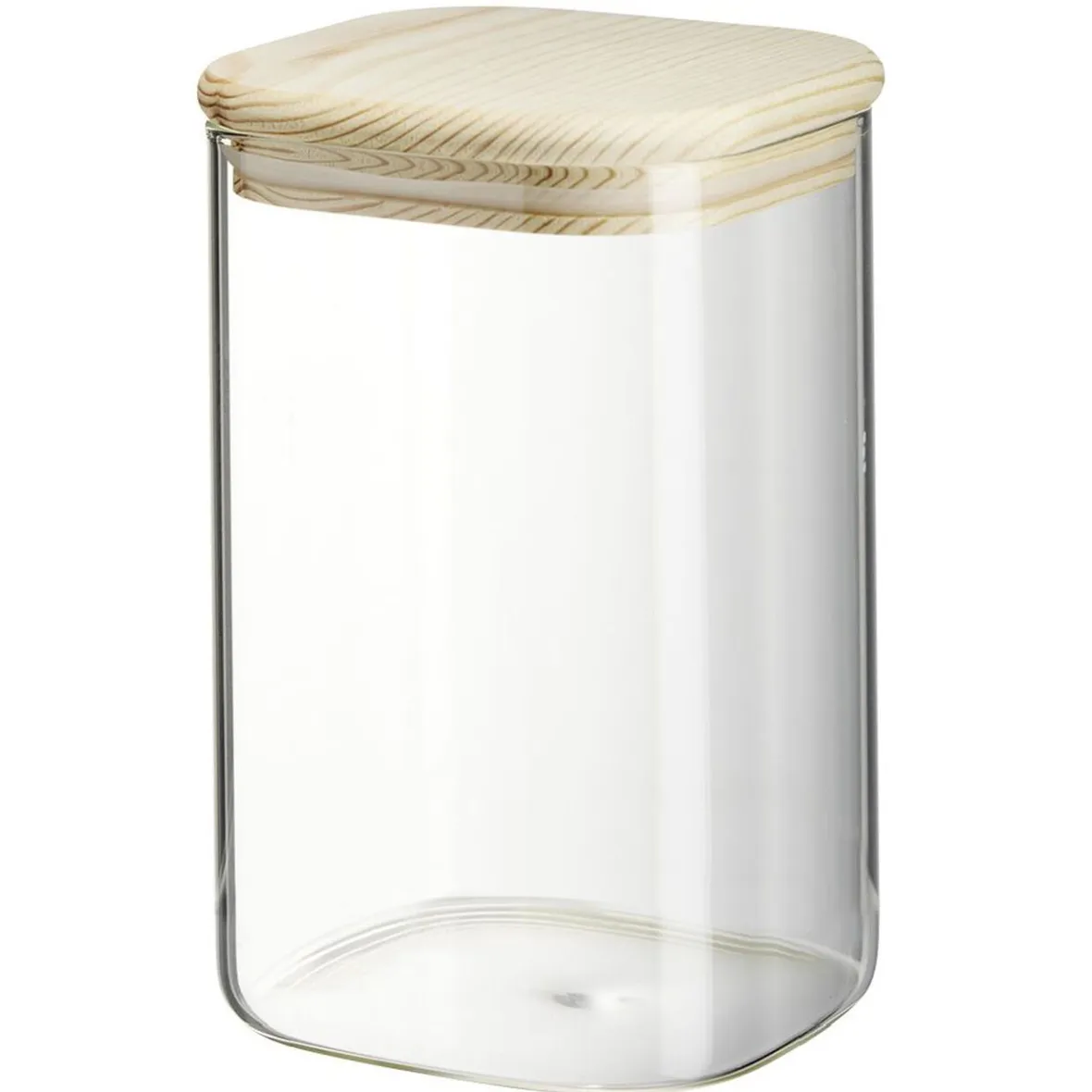 Gifi Conservation Alimentaire^Bocal carré transparent avec couvercle en bois 1L