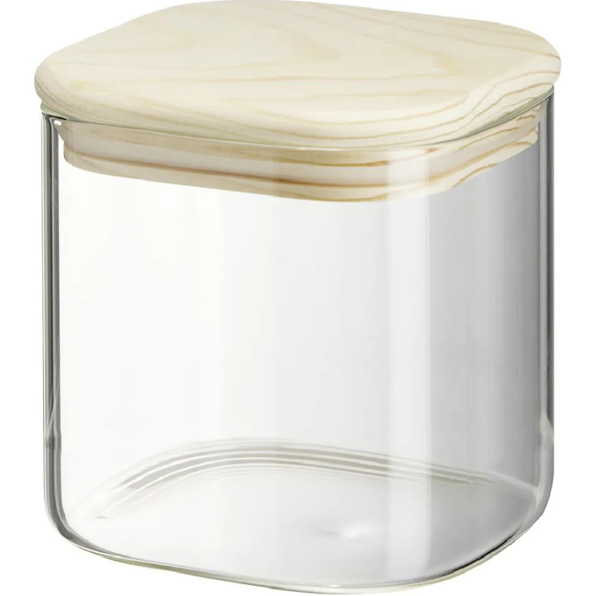 Gifi Conservation Alimentaire^Bocal carré transparent avec couvercle en bois 0,6L