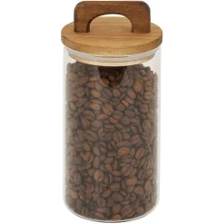 Gifi Conservation Alimentaire^Bocal de conservation 800ml en verre avec couvercle en bois Ø9,5xH14cm