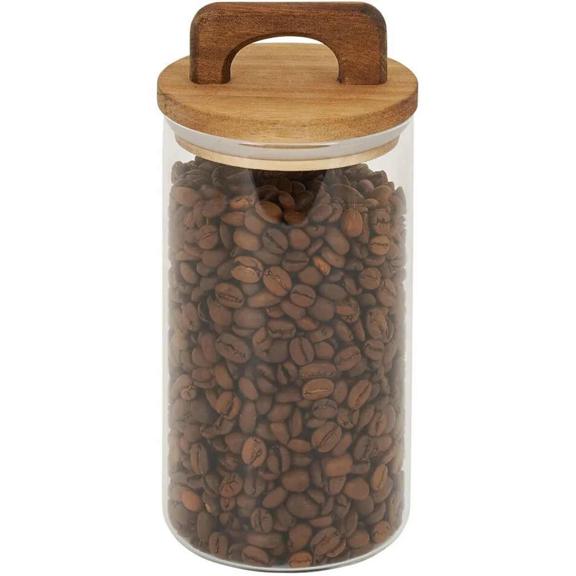Gifi Conservation Alimentaire^Bocal de conservation 800ml en verre avec couvercle en bois Ø9,5xH14cm