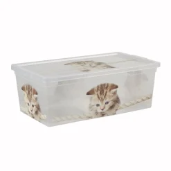 Boîte de rangement plastique 6 L design chat ou chiots Entretien Du Linge