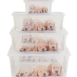 Boîte de rangement plastique 6 L design chat ou chiots Entretien Du Linge