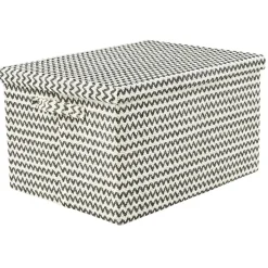 Boîte de rangement rectangulaire décor zig zag noir blanc Entretien Du Linge
