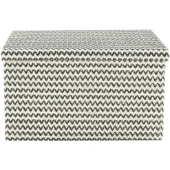 Boîte de rangement rectangulaire décor zig zag noir blanc Entretien Du Linge