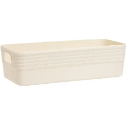 Boîte plastique beige 25x11xH7cm^Gifi Discount