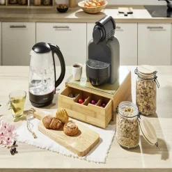 Gifi Rangement De Cuisine^Boîte tiroir à dosettes en bambou et verre