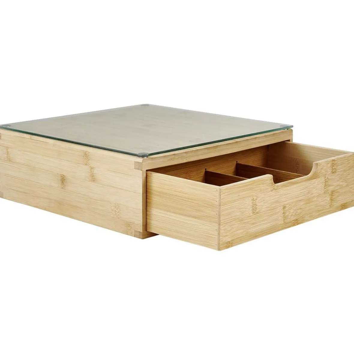 Gifi Rangement De Cuisine^Boîte tiroir à dosettes en bambou et verre