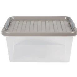 Box de rangement grise 14 L à clip Entretien Du Linge