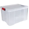 Best Box de rangement transparente couvercle clips rouge 45 L Rangement
